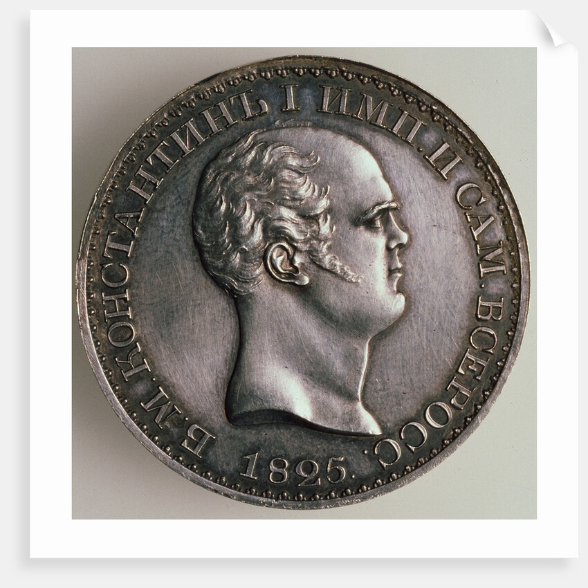 The Rubel of Constantine, (Averse: Portrait of Constantine), 1825 by Unknown