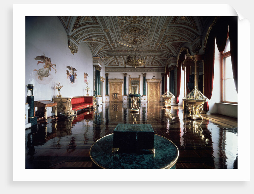 The Malachite Hall of the Winter Palace, 1837-1839. by Andrei Ivanovich Stakenschneider