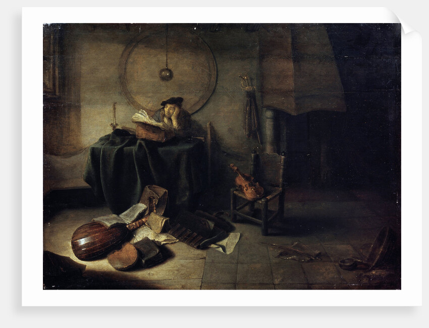 Melancholy II (Scientist in his studio), Dutch painting of 17th century by Isaak de Jouderville