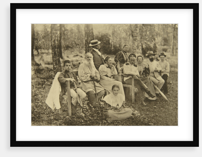 Russian author Leo Tolstoy with guests, Yasnaya Polyana, near Tula, Russia, 1895. by Sophia Tolstaya