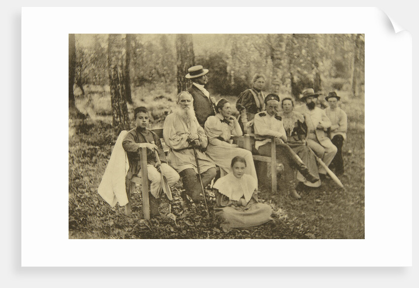 Russian author Leo Tolstoy with guests, Yasnaya Polyana, near Tula, Russia, 1895. by Sophia Tolstaya