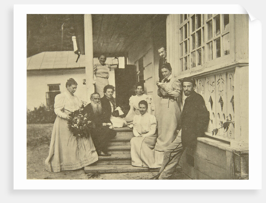Russian author Leo Tolstoy with family on his wifes birthday, Russia, 1900s by Sophia Tolstaya
