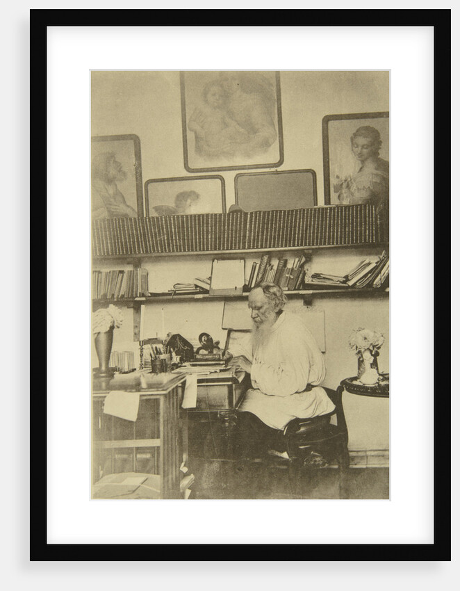 Russian author Leo Tolstoy at work, 1890s by Sophia Tolstaya