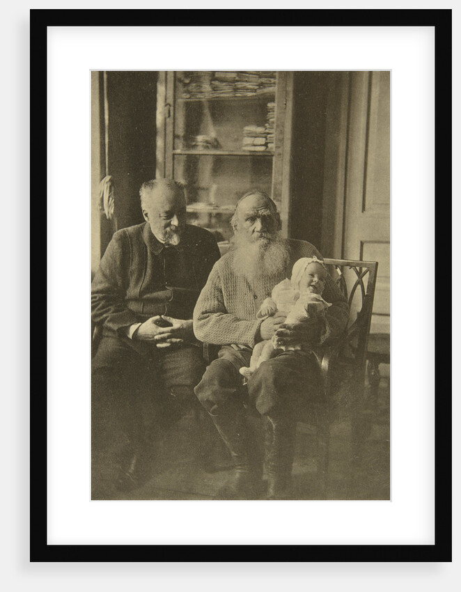 Russian author Leo Tolstoy with his son-in-law and granddaughter, Russia, c1905-c1906 by Sophia Tolstaya