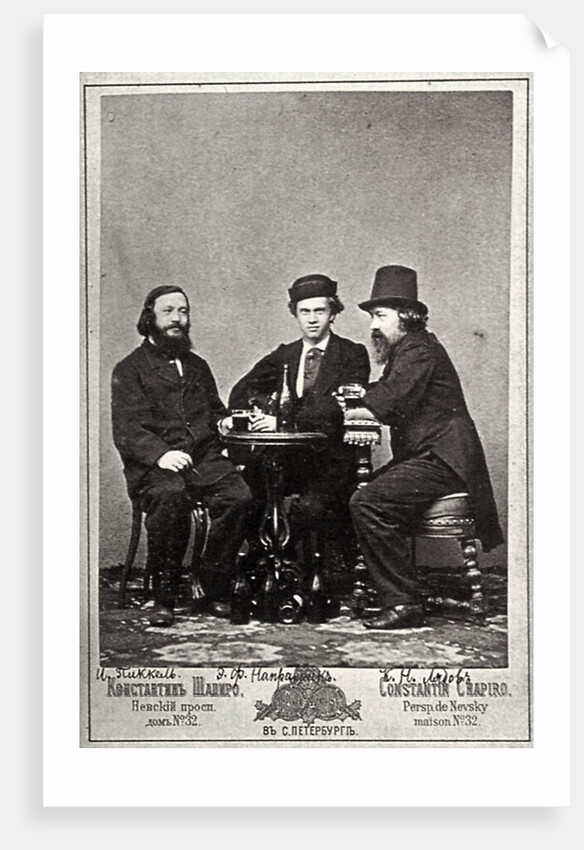 Violinist Johann Pickel with composers Eduard Nápravník and Anatoly Lyadov, 19th century by Unknown