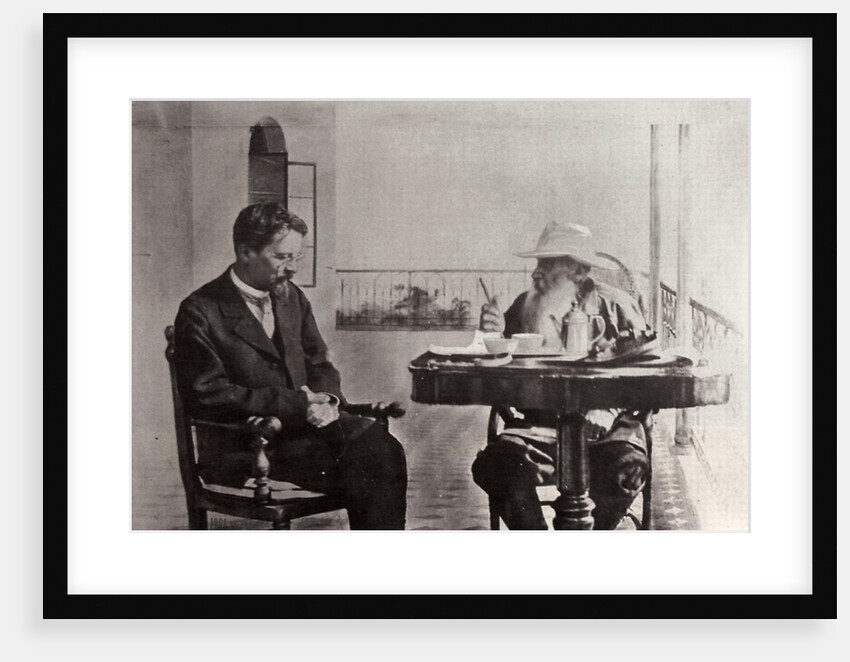 Leo Tolstoy and Anton Chekhov, Russian authors, 1902 by Sophia Tolstaya