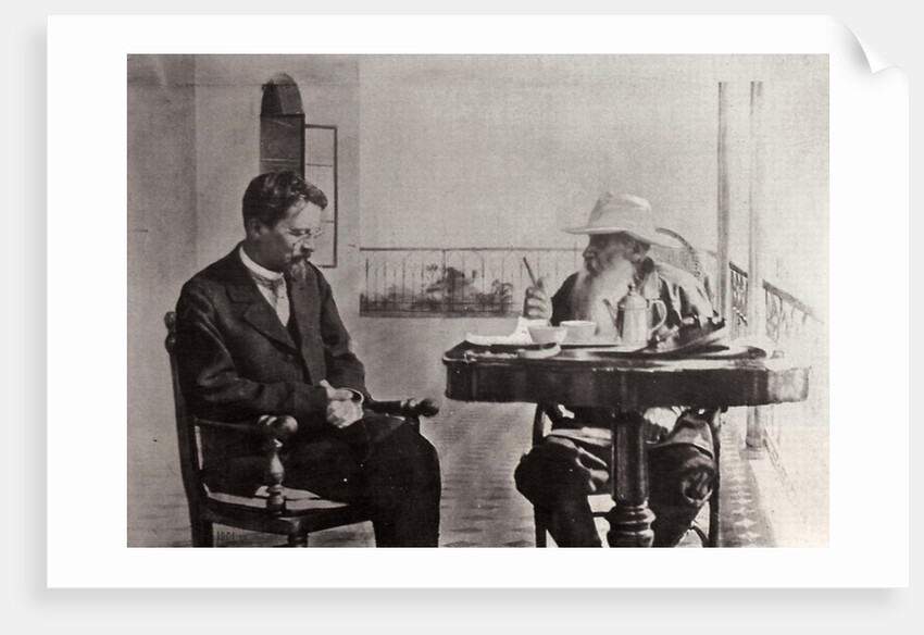 Leo Tolstoy and Anton Chekhov, Russian authors, 1902 by Sophia Tolstaya