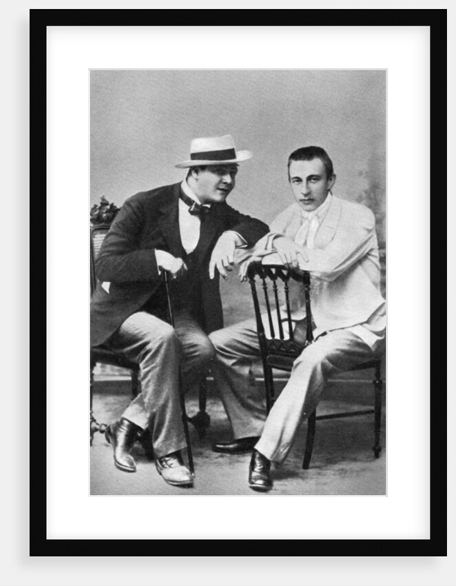 Russian opera singer Feodor Chaliapin with composer and pianist Sergei Rachmaninov, c1890 by Unknown