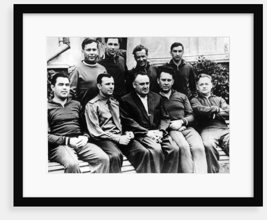 Russian rocket engineer Sergey Korolyov with cosmonauts, Crimea, USSR, c1960 by Unknown