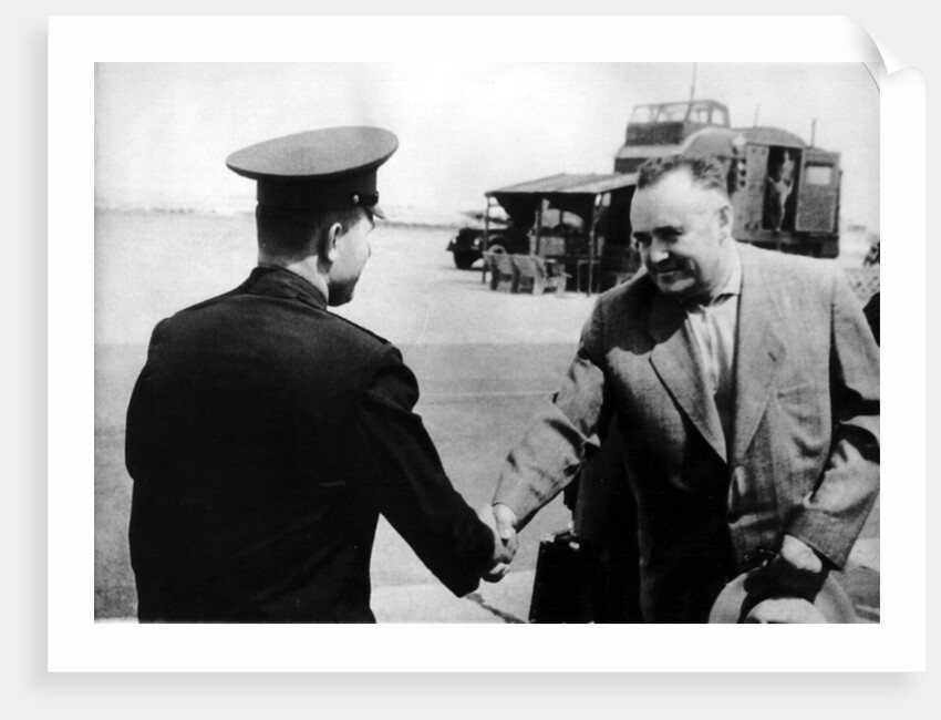 Russian cosmonaut Yuri Gagarin and rocket engineer Sergey Korolyov, 1961 by Unknown