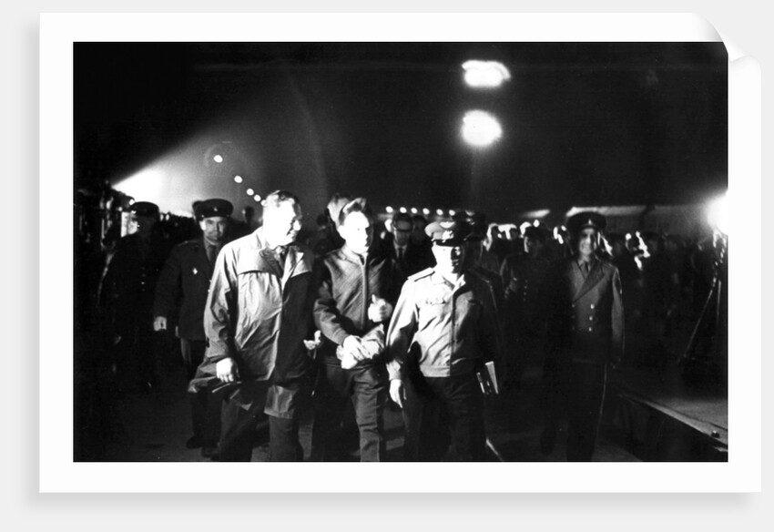 Last steps of Russian cosmonaut Vladimir Komarov, Baikonur Cosmodrome, USSR, 23 April 1967 by Unknown