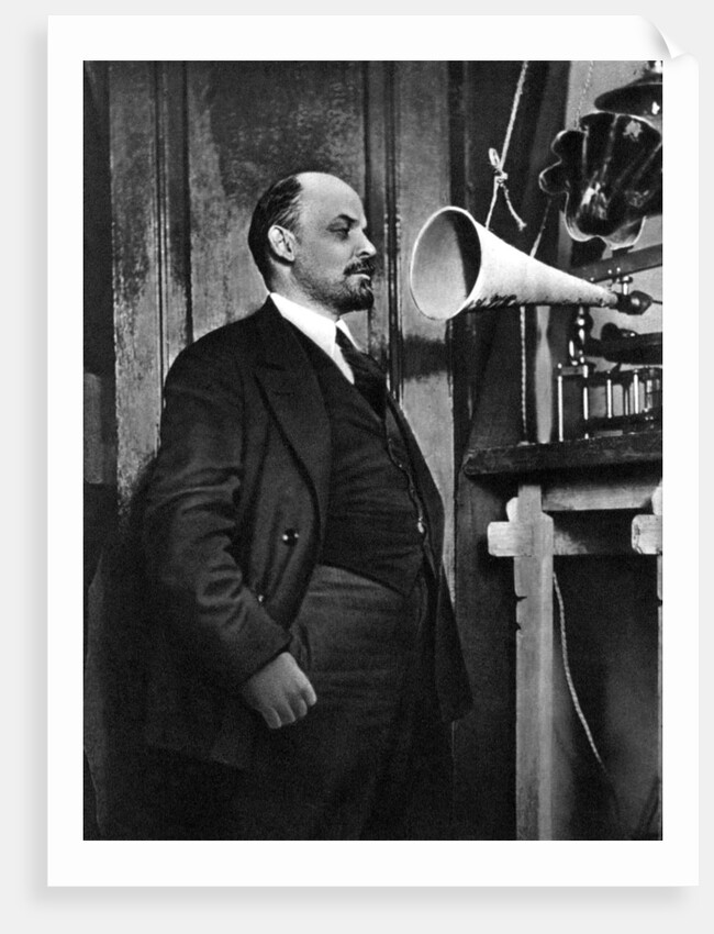 Russian Bolshevik leader Vladimir Lenin at a radio recording in the Kremlin, Moscow, Russia, 1919 by Unknown