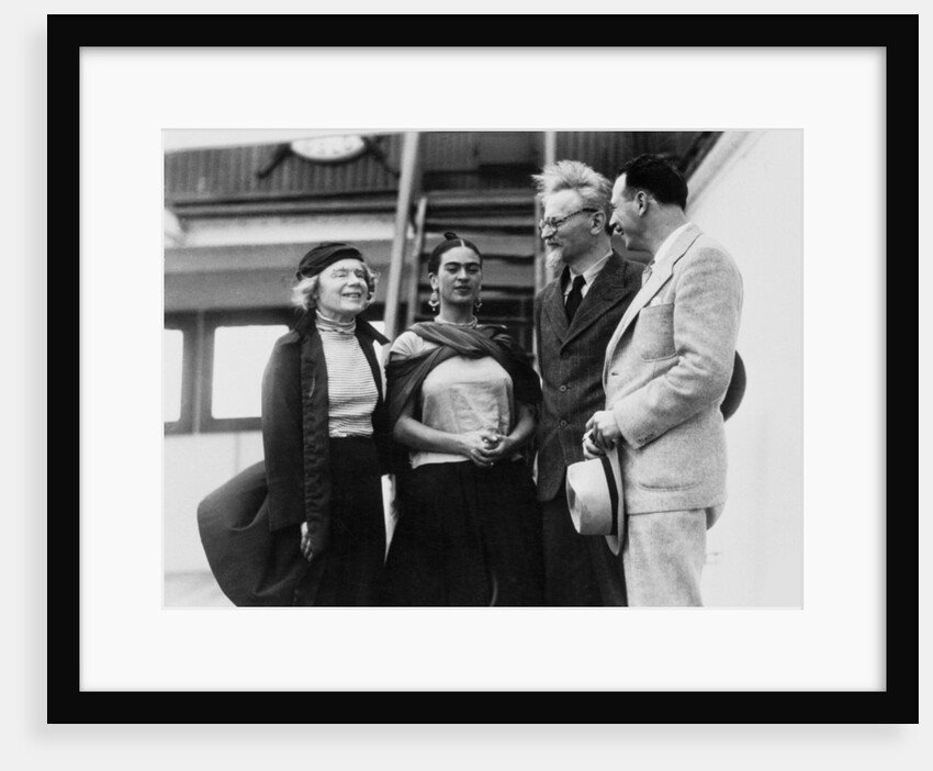 Leon Trotsky with his wife Natalia Sedova and Mexican artist Frida Kahlo, 1937 by Unknown