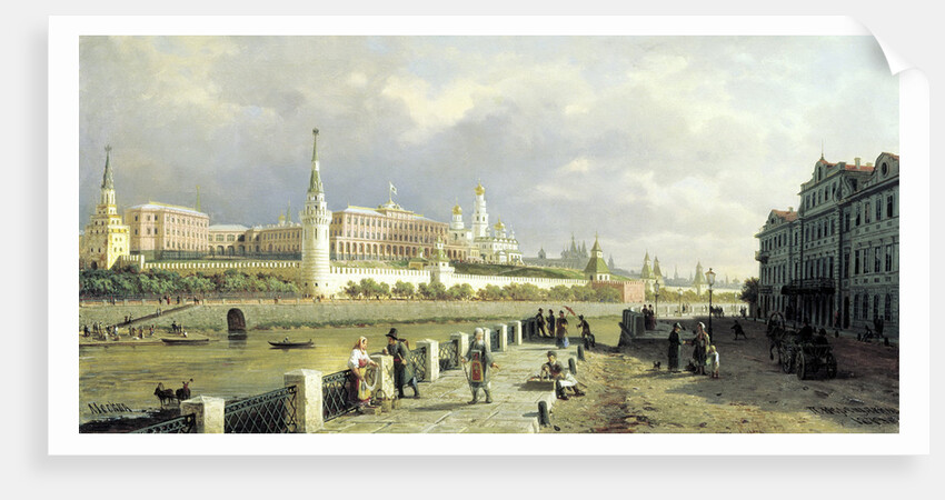 View of the Kremlin from the Sophia Embankment in Moscow, 1879. by Pyotr Petrovich Vereshchagin