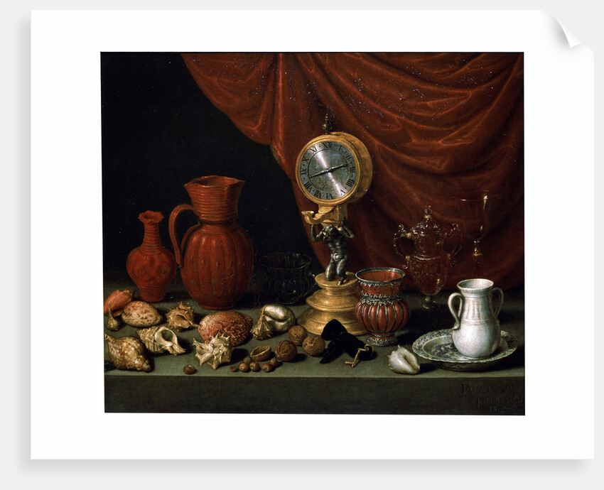 Still Life with a Clock, 1652. by Antonio Pereda y Salgado