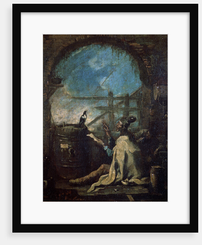 A Clown Training a Magpie, late 17th or 18th century by Alessandro Magnasco