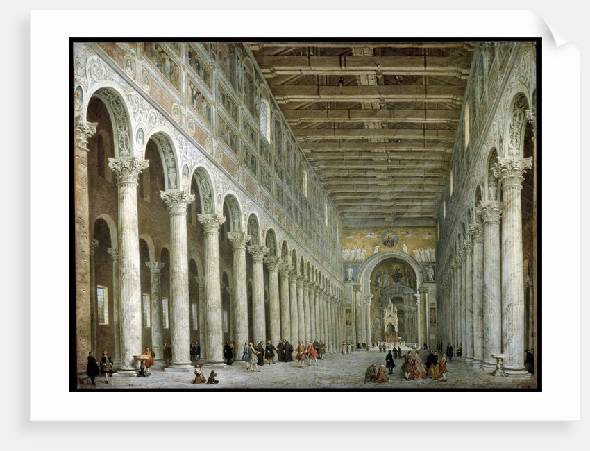 Interior of the Basilica of St Paul Outside the Walls in Rome, c1750 by Giovanni Paolo Panini