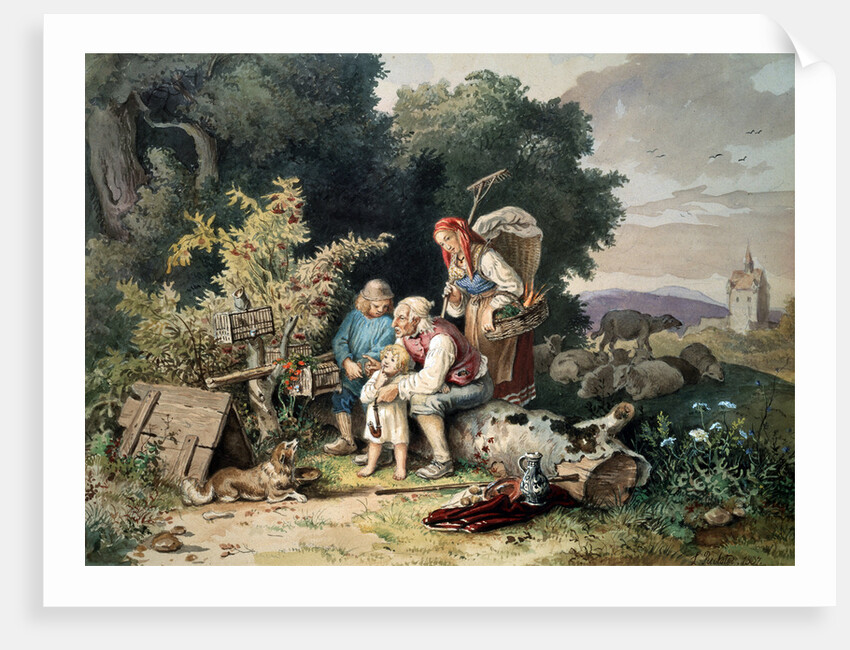 The Shepherds Family, 1837. by Ludwig Richter