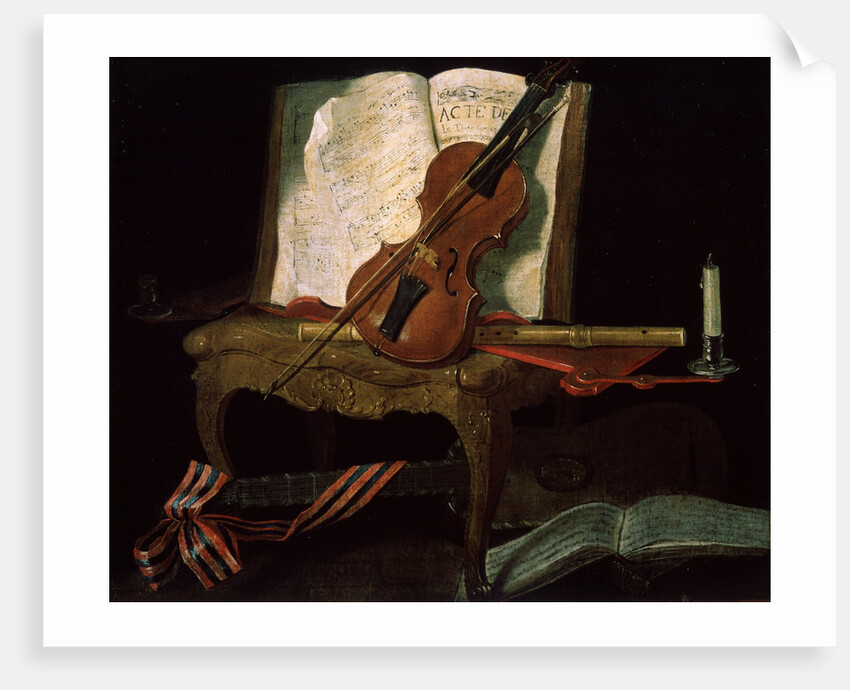 Still Life with a Violin, 19th century by Pierre Justin Ouvrie