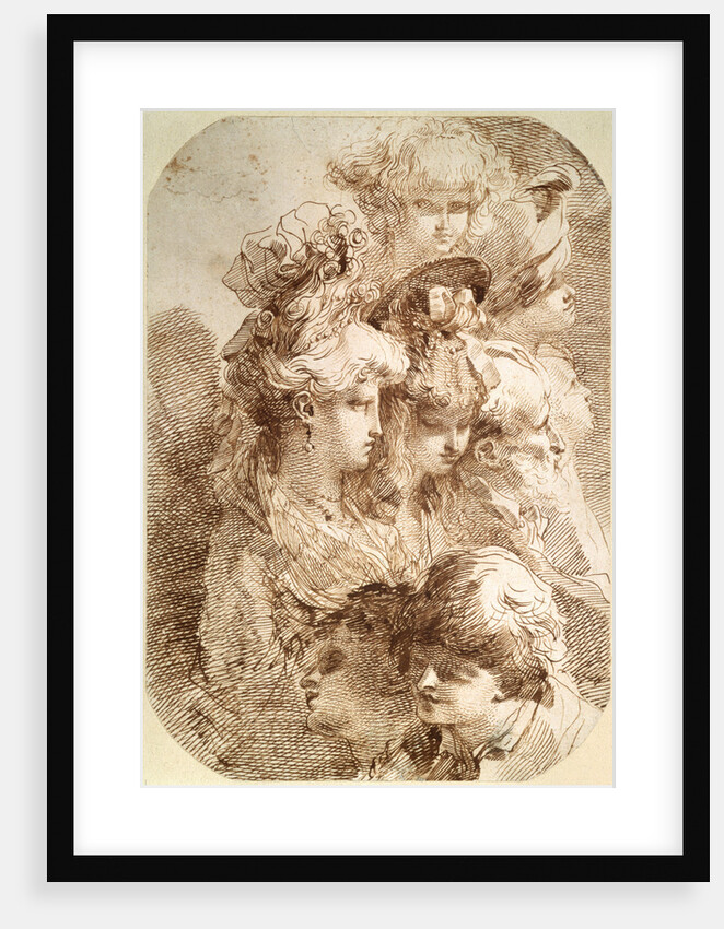 Studies of Eight Heads, late 18th or early 19th century by Mauro Gandolfi