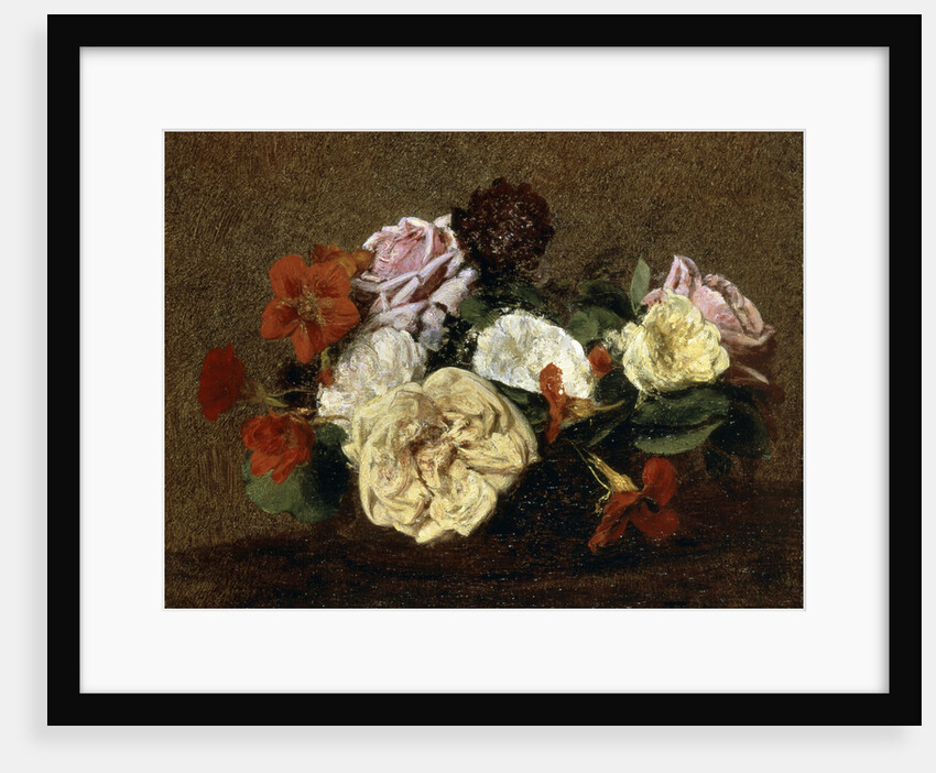 Roses and Nasturtiums in a Vase, 1883 by Anonymous