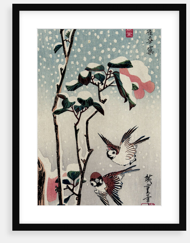 Sparrows and Camellias in the Snow, 1830s by Anonymous