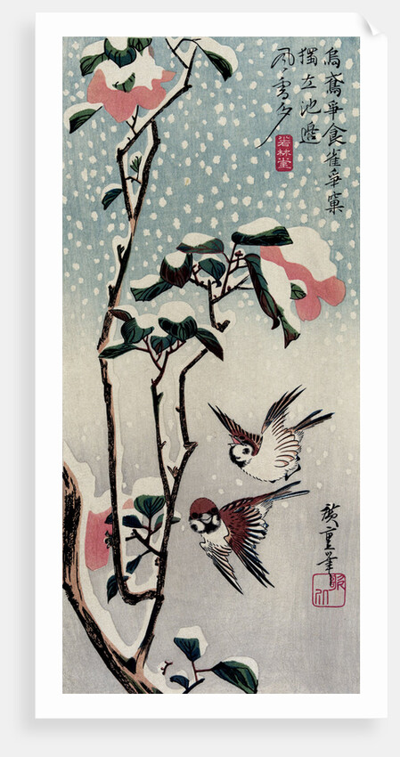Sparrows and Camellias in the Snow, 1830s by Anonymous
