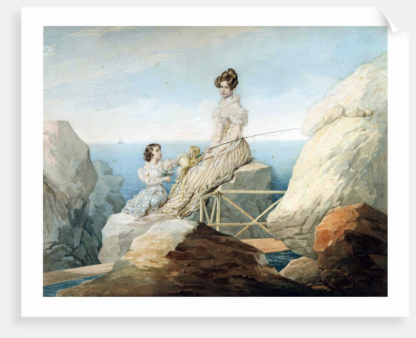 Empress Alexandra Fyodorovna with Daughter Grand Duchess Maria Nikolaievna of Russia, 1820s by Anonymous
