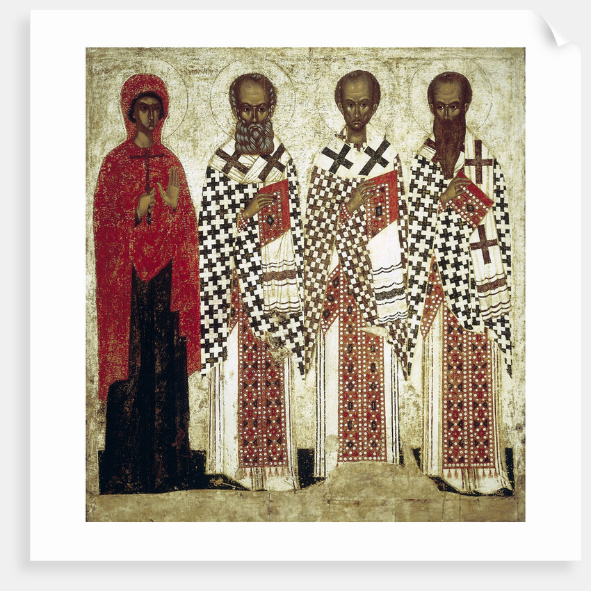 Paraskeva Pyatnitsa, Gregory the Theologian, John Chrysostom and Basil the Great, early 15th century by Anonymous
