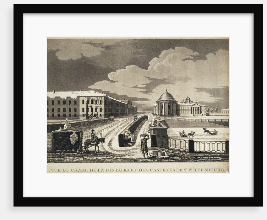 View of Izmailovsky Bridge and Barracks across the Fontanka River, late 18th century by Anonymous