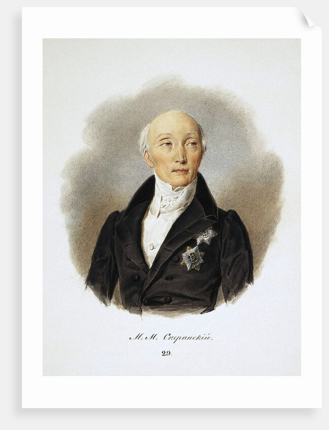 Portrait of the Secretary of State and reformers Count Michail Speransky,, 1839 by Anonymous