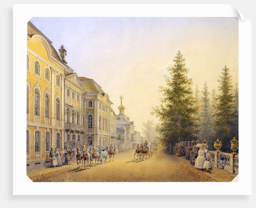 The Main Entrance of the Great Palace in the Peterhof, 1852 by Vasilij Semenovic Sadovnikov