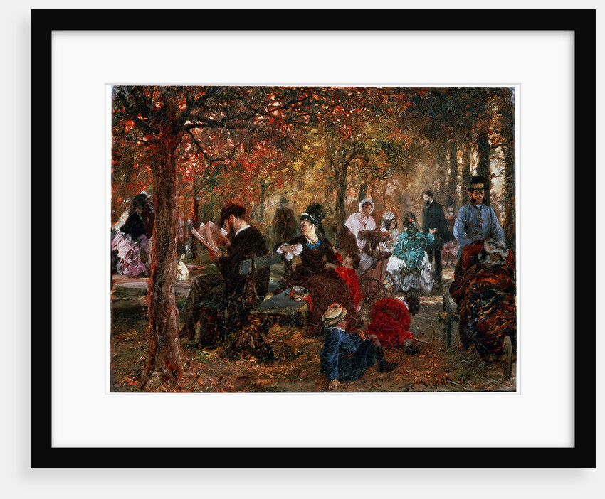 In the Jardin de Luxembourg (A reminiscence of the Jardin de Luxembourg), 1876. by Adolph Menzel