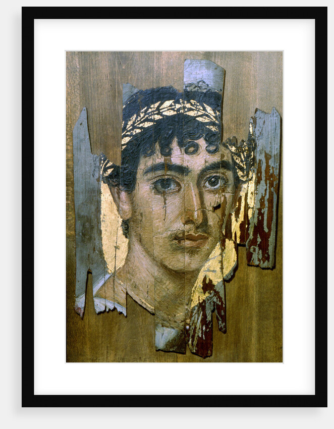 Portrait of a youth in a gold wreath, Fayum mummy portrait, Romano-Egyptian, early 2nd century by Unknown