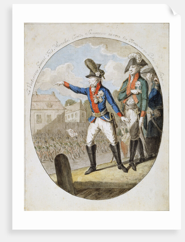 Russian Field Marshal Alexander Suvorov inspecting troops, c1794 by Anonymous