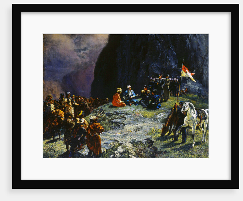 The Meeting of General Klüke von Klügenau and Imam Shamil in 1837, 1849. by Grigory Gagarin