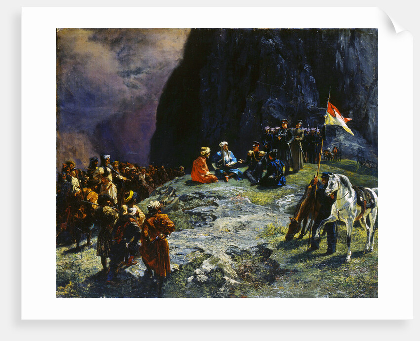 The Meeting of General Klüke von Klügenau and Imam Shamil in 1837, 1849. by Grigory Gagarin