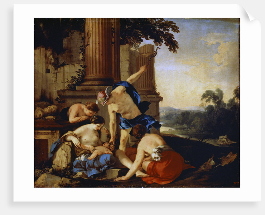 Mercury Giving the Child Bacchus to the Nymphs of Nysa, 1638. by Laurent de la Hyre