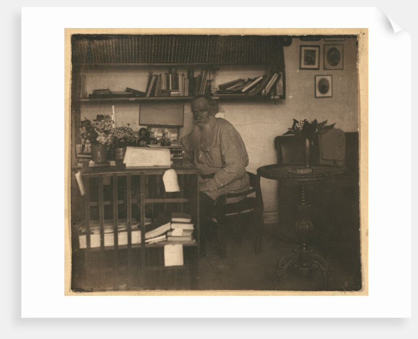 Leo Tolstoy in his studio. Yasnaya Polyana, 1908 by Anonymous