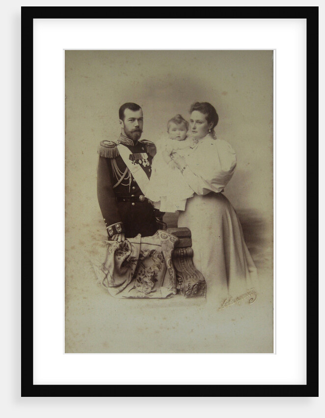 Portrait of Nicholas II of Russia with Alexandra Fyodorovna and Daughter Olga, 1895 by Anonymous