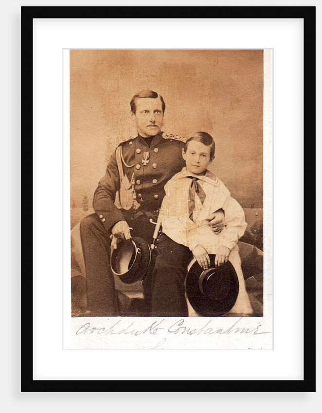 Portrait of Grand Duke Constantin Nikolaevich of Russia with son Nicholas Constantinovich (1850?1918), c. 1858 by Anonymous