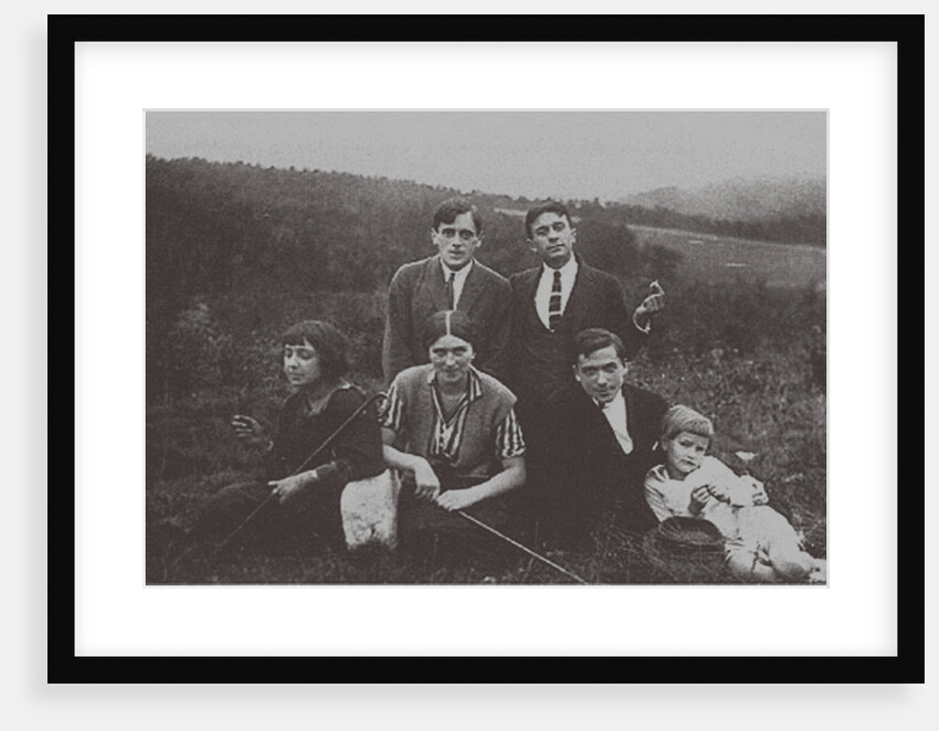 Marina Tsvetaeva and Sergey Efron with Konstantin Rodzevich (Sitting right). Prague, 1923 by Anonymous