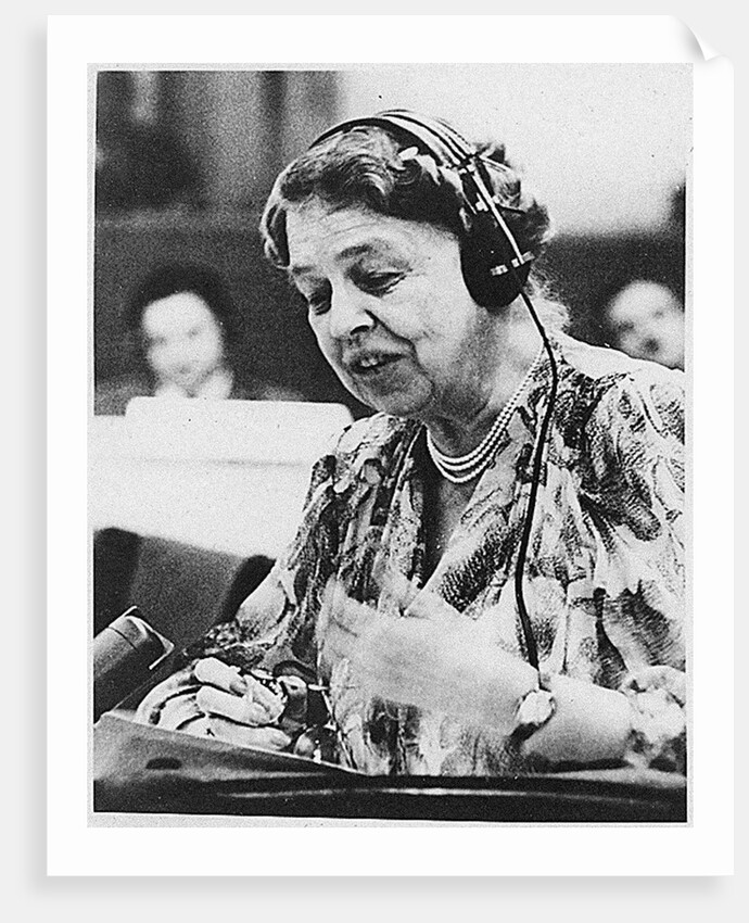 Eleanor Roosevelt speaking at the United Nations in July 1947 by Anonymous