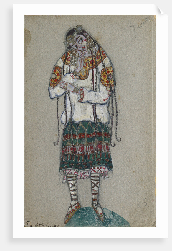 The Girl. Costume design for the ballet The Rite of Spring (Le Sacre du Printemps) by I. Stravinsky, 1912 by Nicholas Roerich
