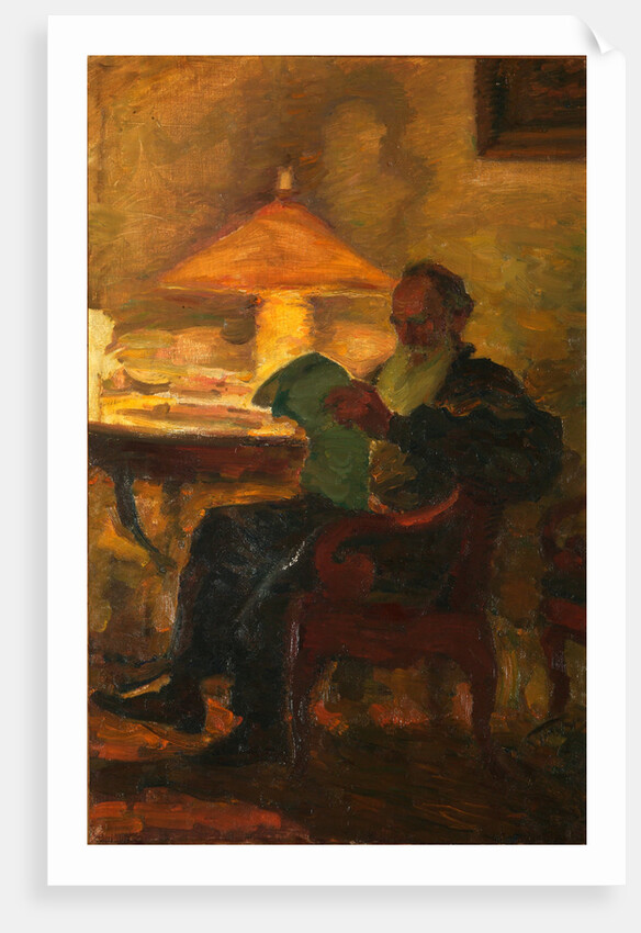 Leo Tolstoy with a newspaper, 1901 by Leonid Osipovich Pasternak
