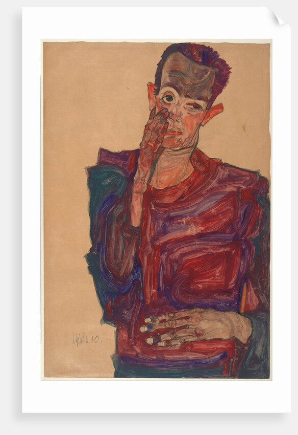 Self-Portrait with Eyelid Pulled Down, 1910 by Egon Schiele