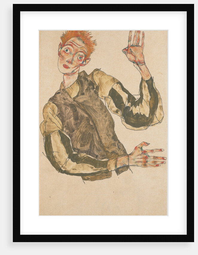 Self-Portrait with Striped Armlets, 1915 by Egon Schiele