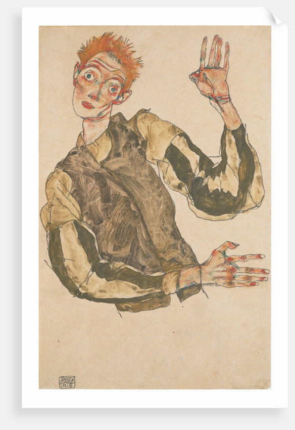 Self-Portrait with Striped Armlets, 1915 by Egon Schiele