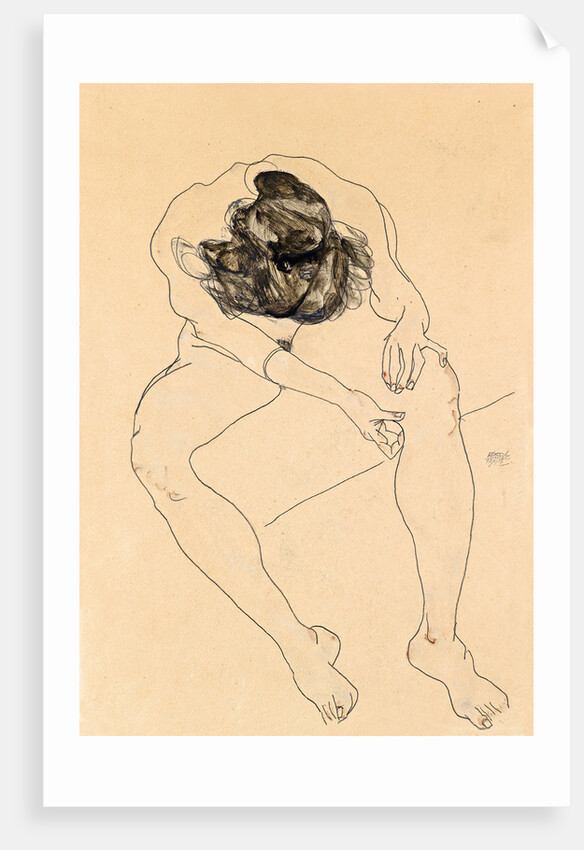 Seated female nude, 1912 by Egon Schiele