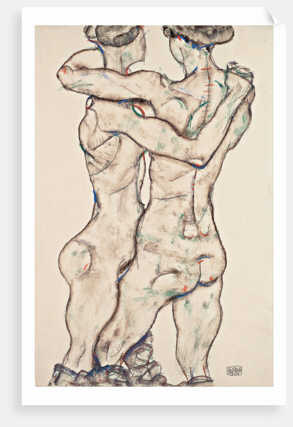 Naked Girls Embracing, 1914 by Egon Schiele